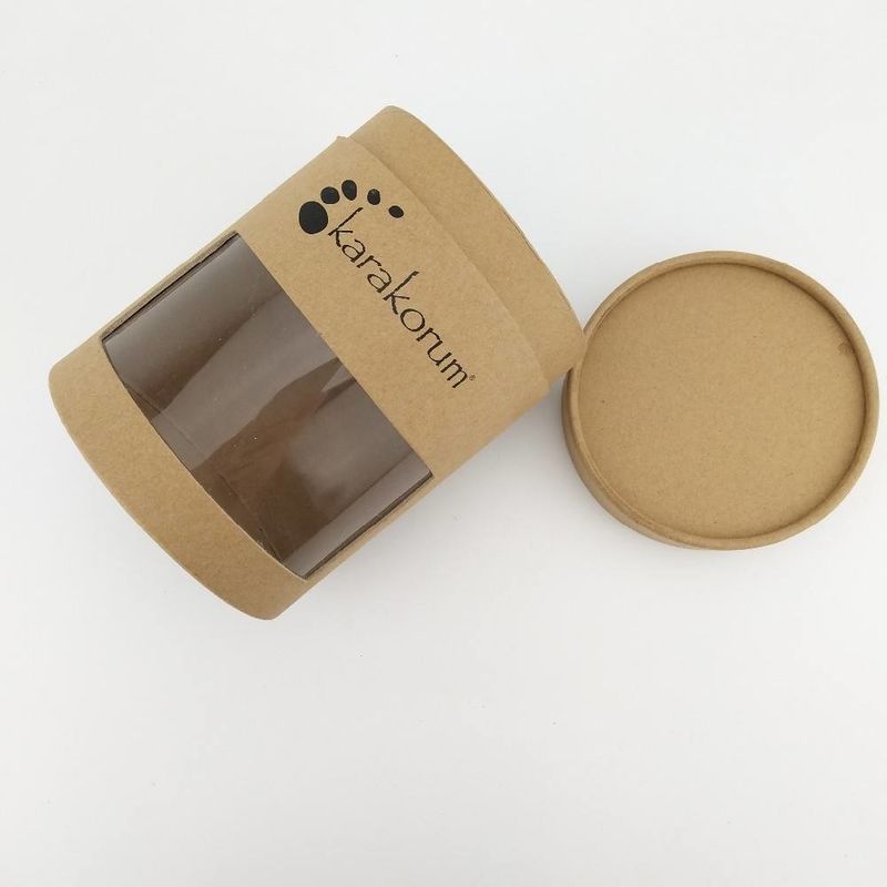 Cylinder Kraft Paper Packaging Box With Transparent Window
