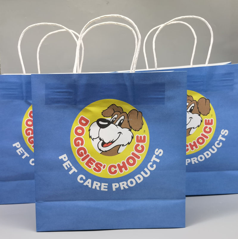 Custom Printing Pet Pattern Recyclable Paper Gift Bags For Dog Retail Shop