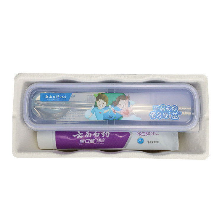 Sugarcane Bagasse / Paper Molded Pulp Tray Box Biodegradable Toothpaste Toothbrush Insert