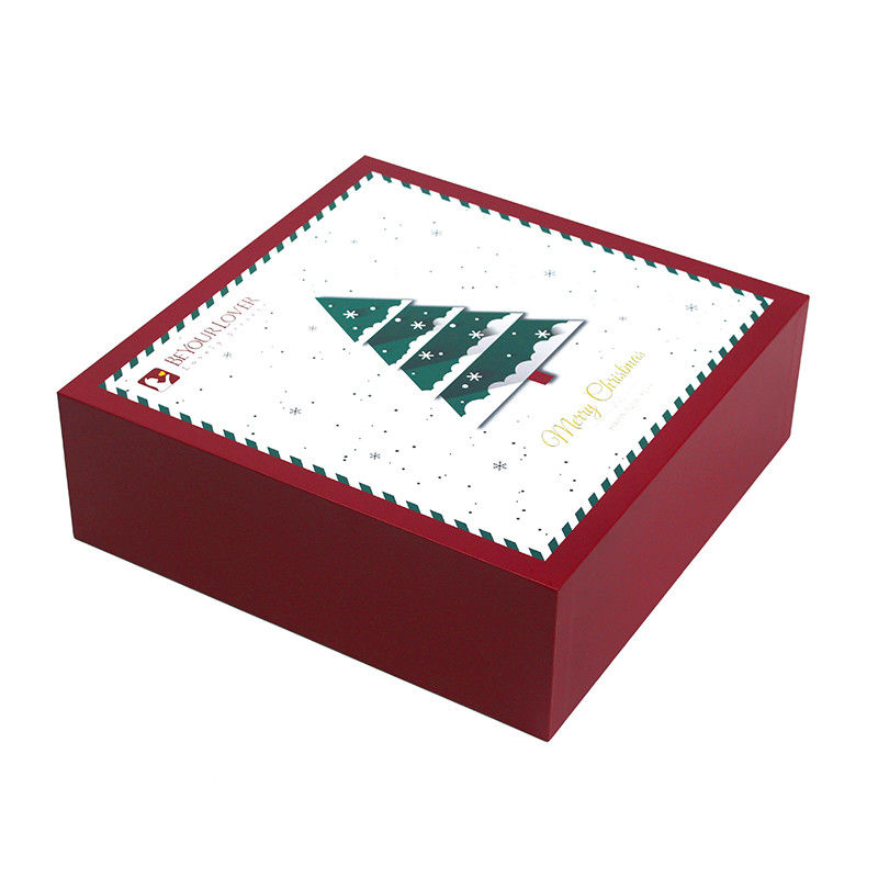 Custom Printing Red White Christmas Gift Corrugated Board Lid And Case Gift Box